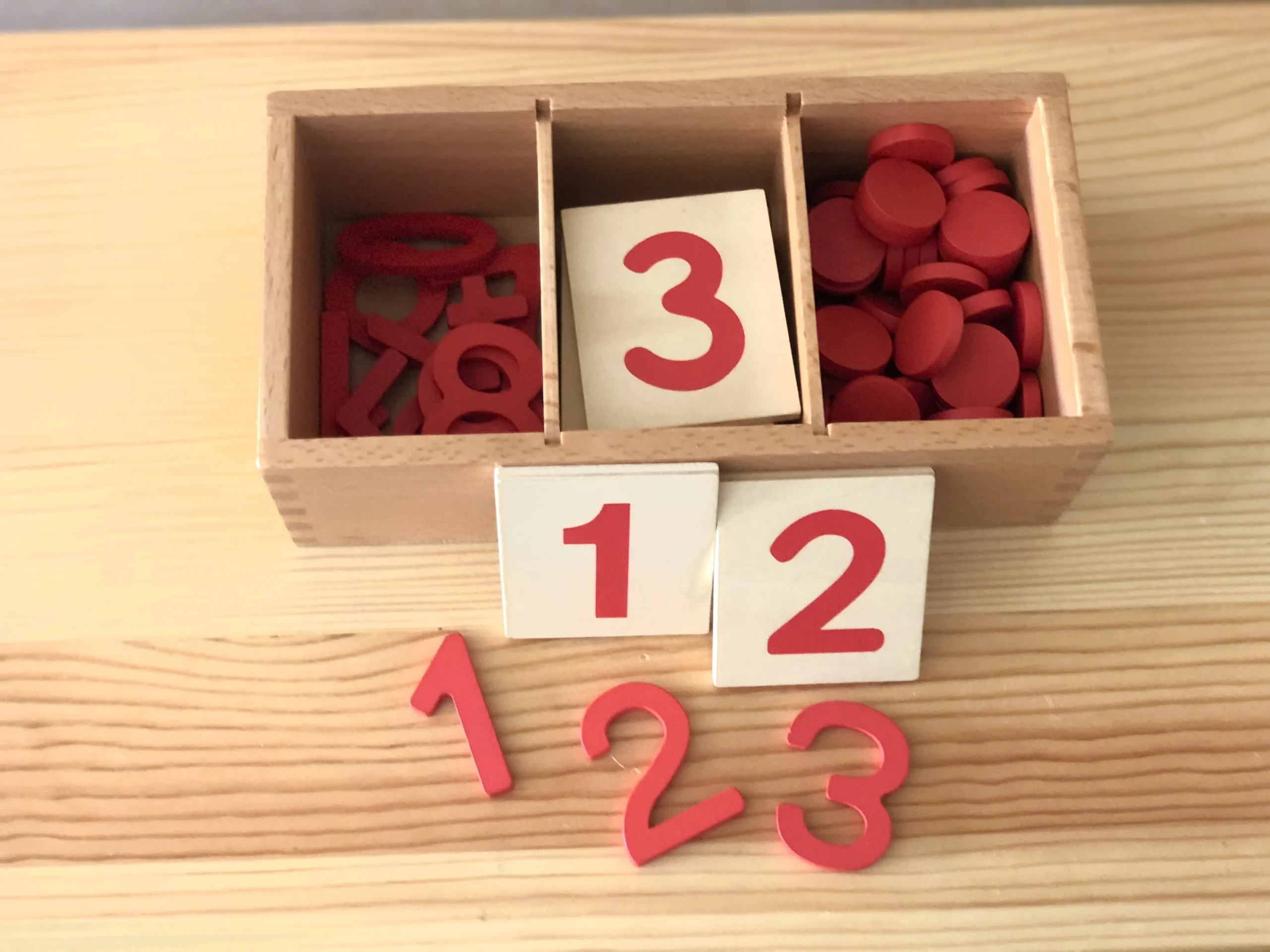 Cartes, chiffres découpés et jetons
